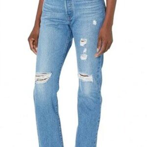 Levi's Button Fly 501 Original Straight Leg High Rise Distressed Jeans NWT Sz 27